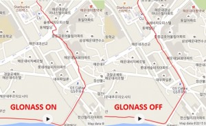 Comparaison trace GPS GLONAS on off