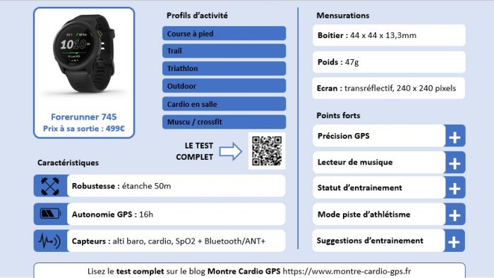 GARMIN FORERUNNER 745 VERTE Montre cardio GPS